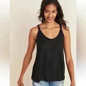 ⭐️ EUC Old Navy Linen-Blend Jersey Knotted-Strap Tank Top, Size XXL (20), Black